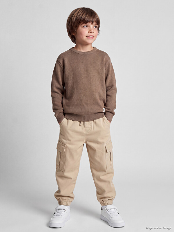 LCW Kids Erkek Çocuk Gabardin Kargo Jogger Pantolon