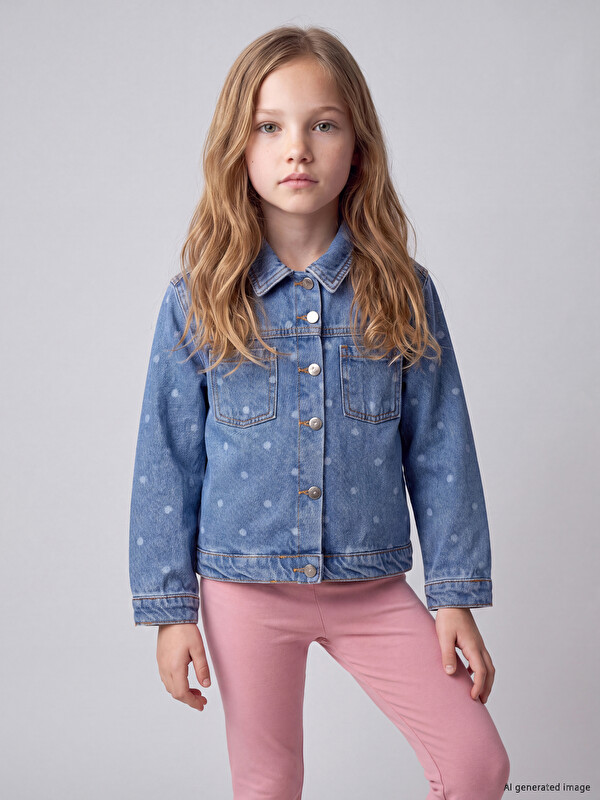 LCW Kids Polka Dot Girls' Jean Jacket