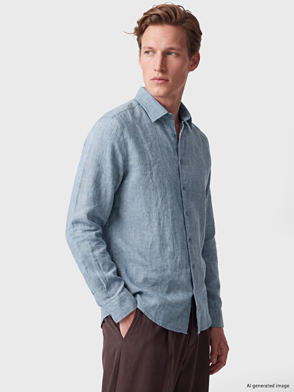 SOUTHBLUE Regular Fit %100 Keten Erkek Gömlek