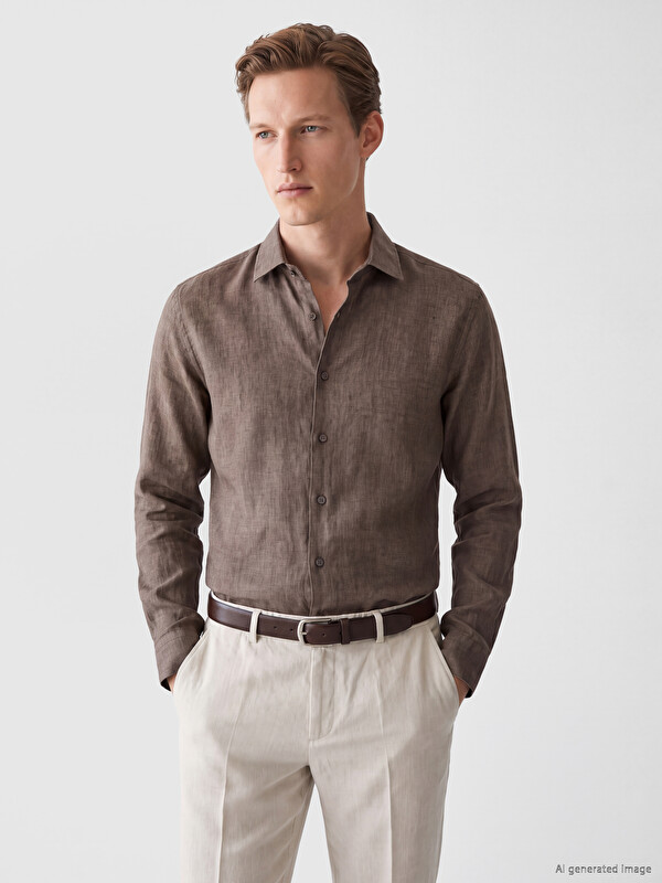 SOUTHBLUE Regular Fit %100 Keten Erkek Gömlek