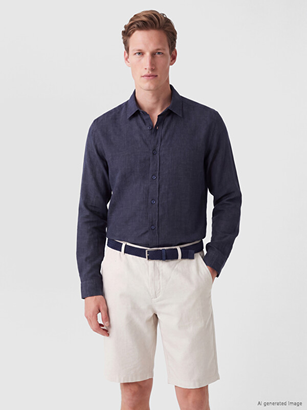 SOUTHBLUE Regular Fit %100 Keten Erkek Gömlek