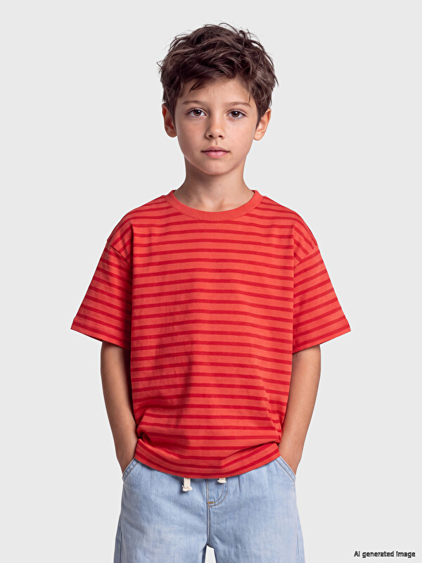 LCW Kids Tricou băieți vărgat cu guler rotund