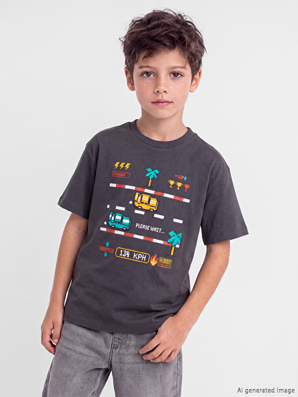 LCW Kids Crew Neck Printed Boys' T-Shirt