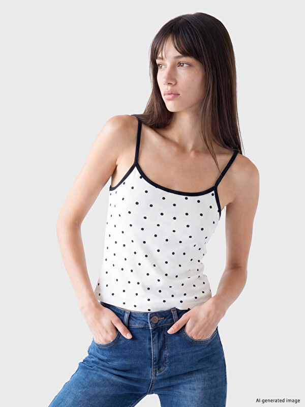 XSIDE U Yaka Puantiyeli İp Askılı Kadın Crop