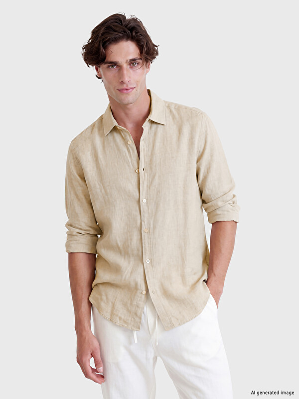 LCW Vision Regular Fit %100 Linen Men's Shirt
