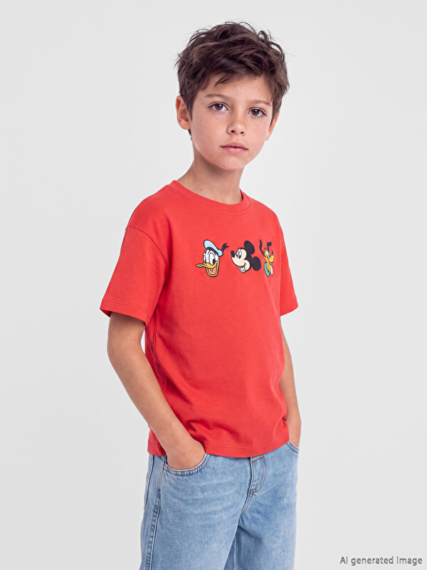 LCW Kids تي شيرت للأولاد مطبوع ميكي ماوس