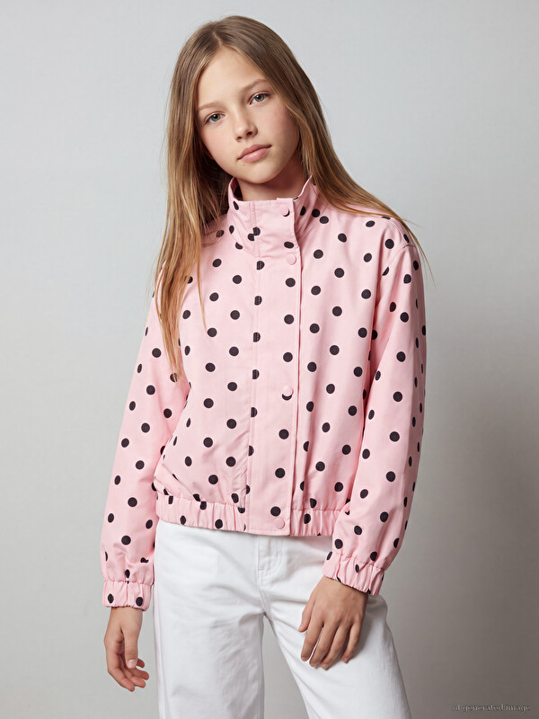 LCW Kids Mock Neck Polka Dot Girls' Jacket