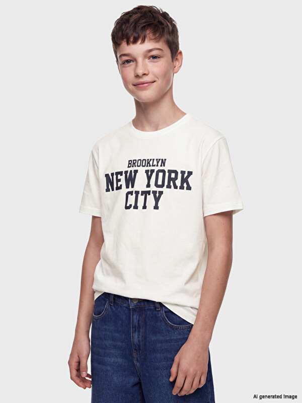 LCW Kids New York Baskılı Erkek Çocuk Tişört