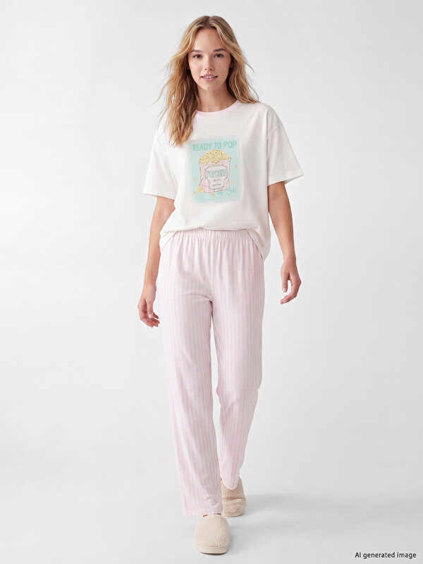 LCW Young Bisiklet Yaka Kadın Pijama Takım