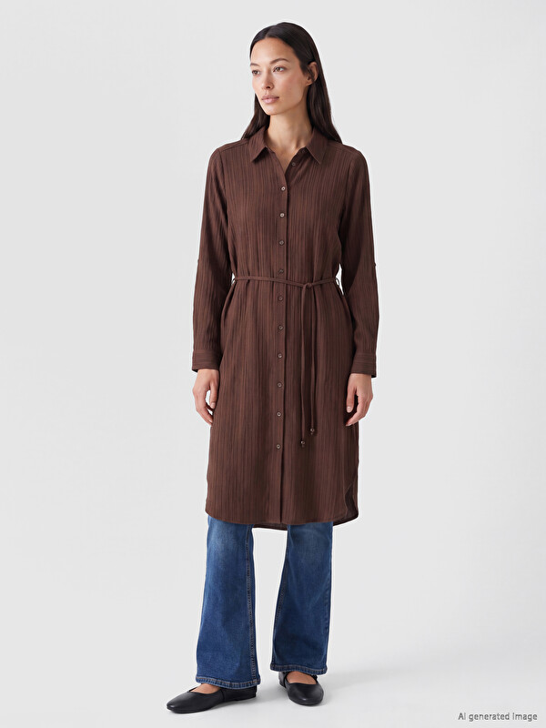 LCW EVERYDAY Beli Kuşaklı Dokulu Gömlek Tunik