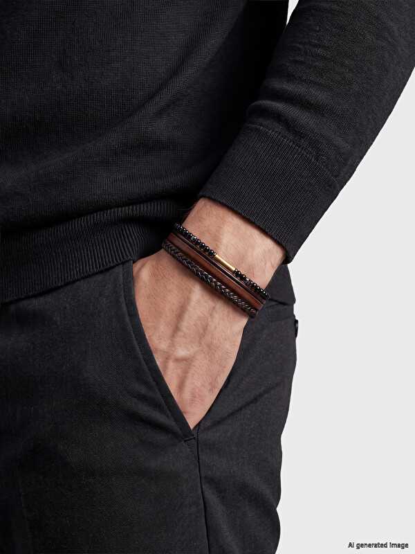 LCW ACCESSORIES Genuine Leather Men's Bracelet