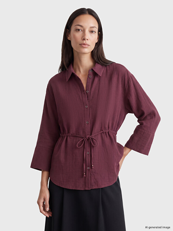 LCW EVERYDAY Büzgülü Oversize Müslin Kadın Gömlek