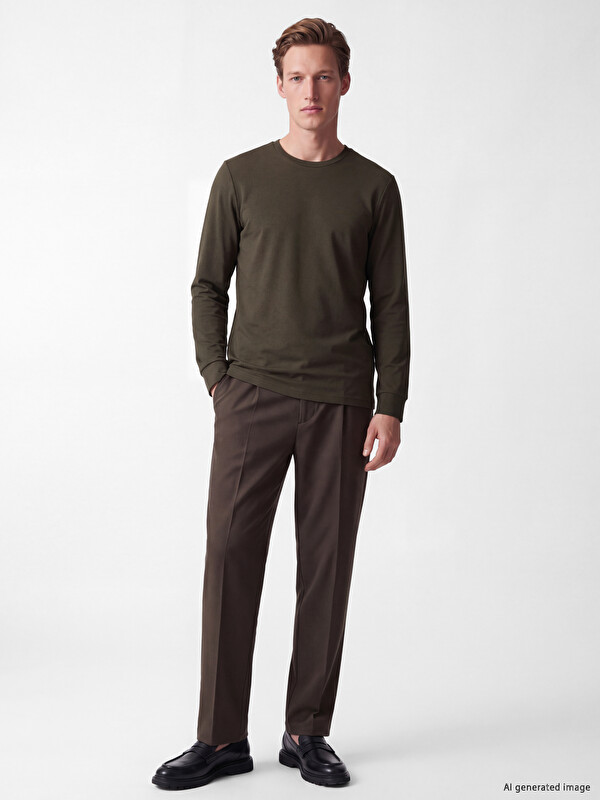 SOUTHBLUE Bisiklet Yaka Baskılı Erkek Sweatshirt