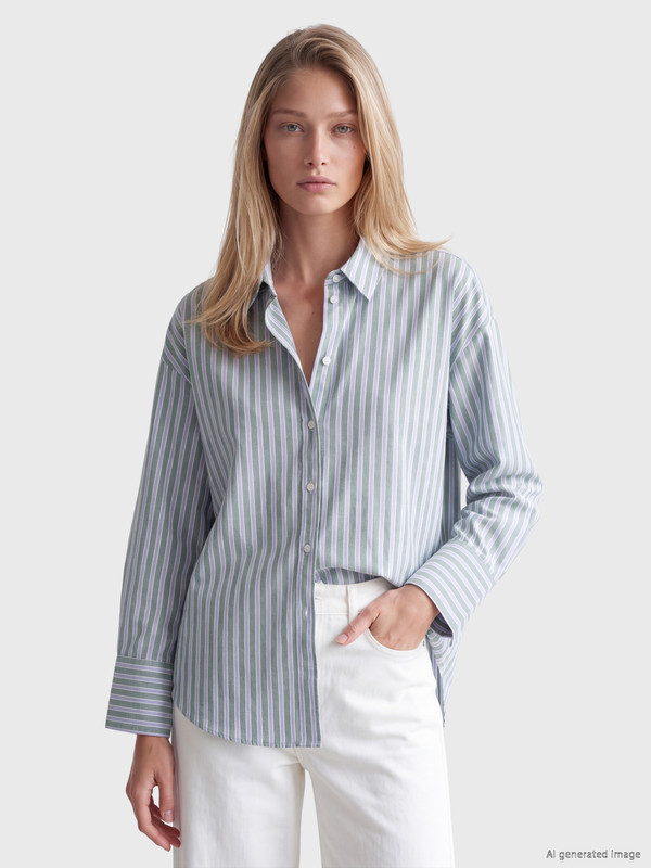 LCW Vision Striped Oversize Oxford Women's Shirt