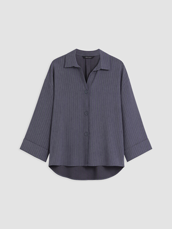 LCW Vision Folded Wrist Striped Women's Shirt