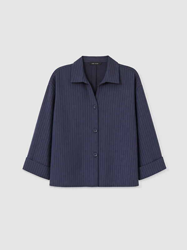 LCW Vision Folded Wrist Striped Women's Shirt