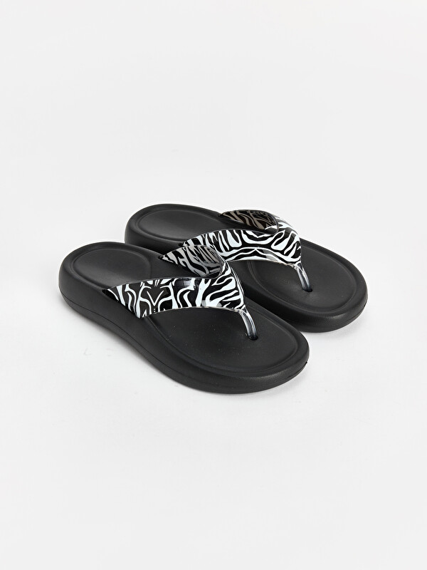 LCW STEPS Zebra Desenli Kadın Parmak Arası Terlik