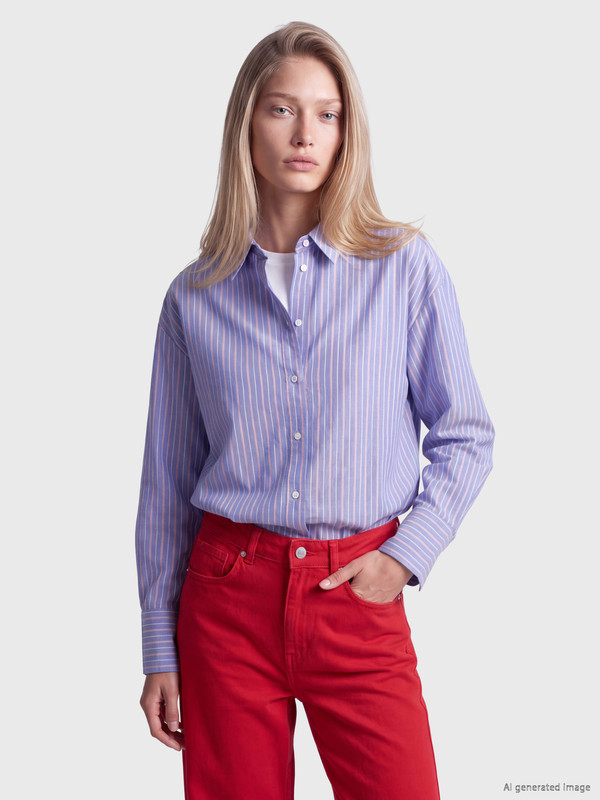 LCW Vision Striped Oversize Oxford Women's Shirt