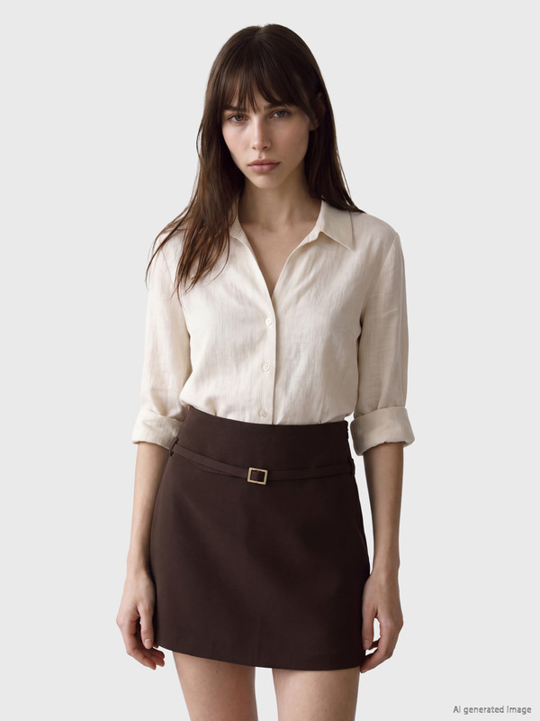 LCW Vision Belted Zippered With Shorts Skirt