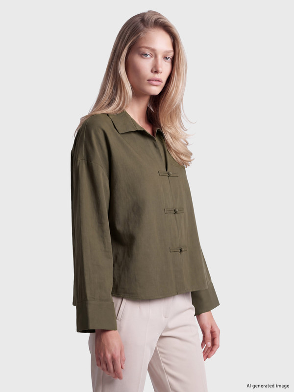 LCW Vision Chinese Buttoned Oversize Shirt