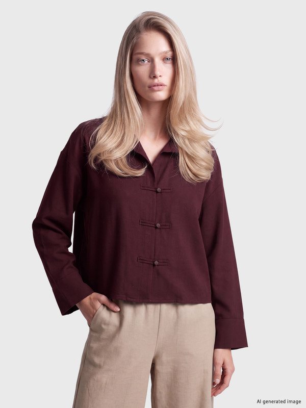 LCW Vision Chinese Buttoned Oversize Shirt
