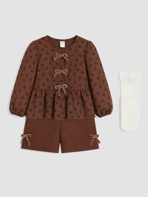 LCW Kids Çiçekli Kız Çocuk Gabardin Takım