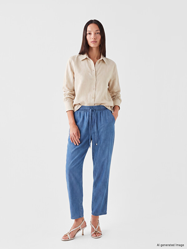 LCWAIKIKI Classic Beli Lastikli Carrot Fit Kadın Jean Pantolon