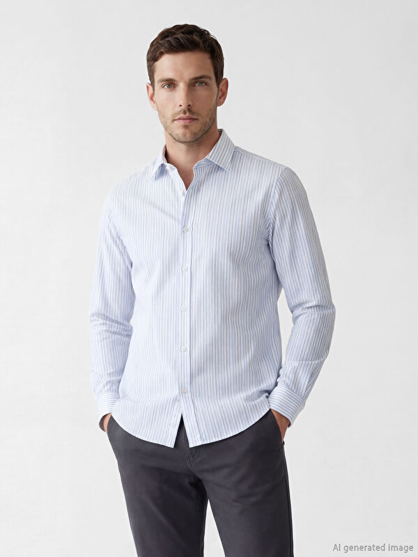 LCW BUSINESS Slim Fit Çizgili Erkek Gömlek