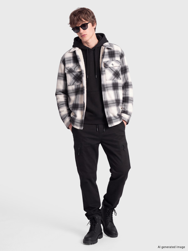 XSIDE Loose Fit Plaid Men's Shirt Jacket