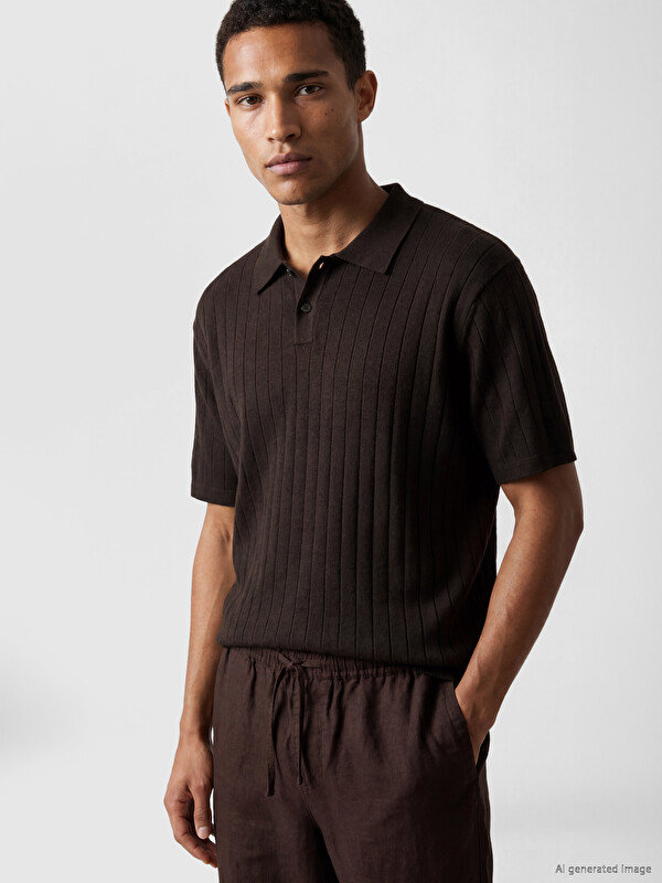 LCW Vision Pull en maille à col polo côtelé pour homme