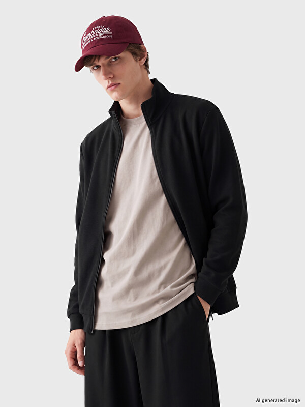 XSIDE Dik Yaka Erkek Fermuarlı Sweatshirt