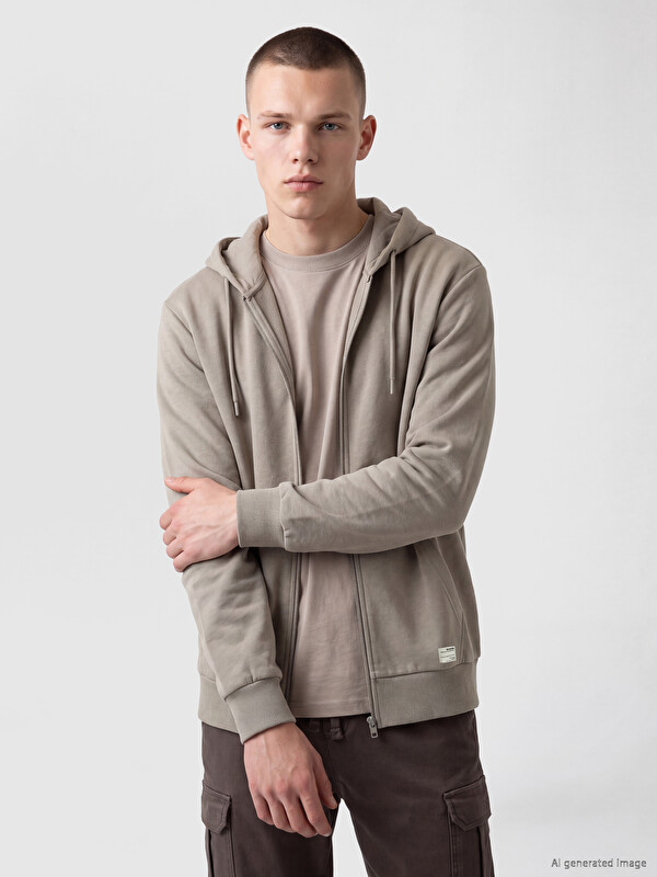 XSIDE Regular Fit Hooded Men's Zip-Up Sweatshirt