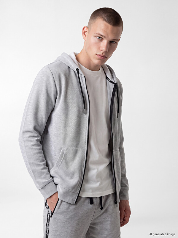 XSIDE Kapüşonlu Erkek Fermuarlı Sweatshirt