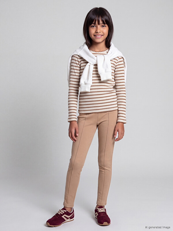 LCW Kids Girls' Stitch Detailed Leggings Trousers