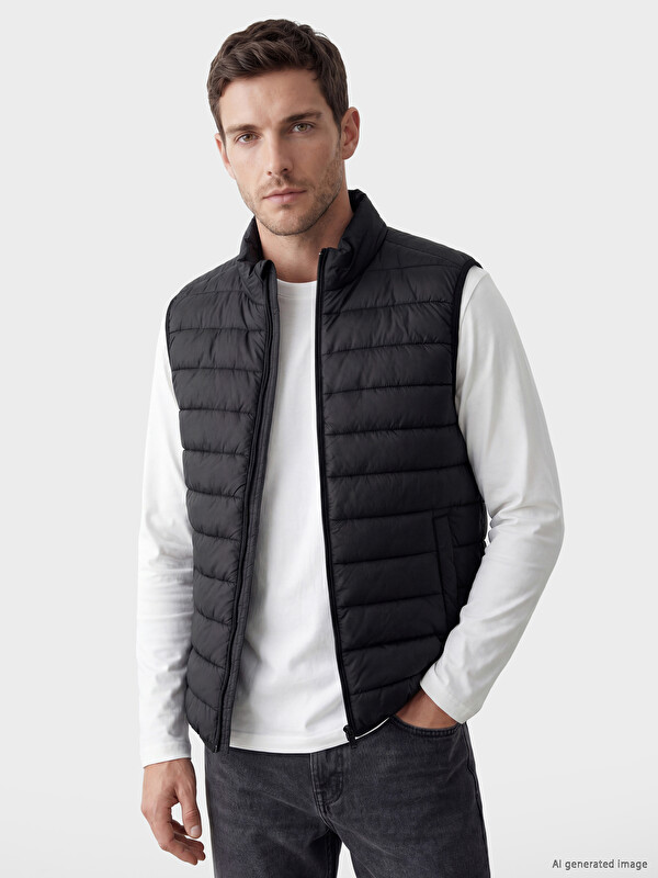 LCWAIKIKI Classic Regular Fit Dik Yaka Kapitone Erkek Şişme Yelek