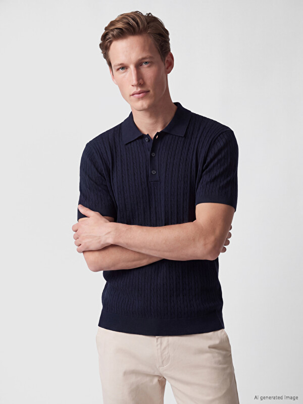 SOUTHBLUE Polo Collar Men's Knitwear T-shirt