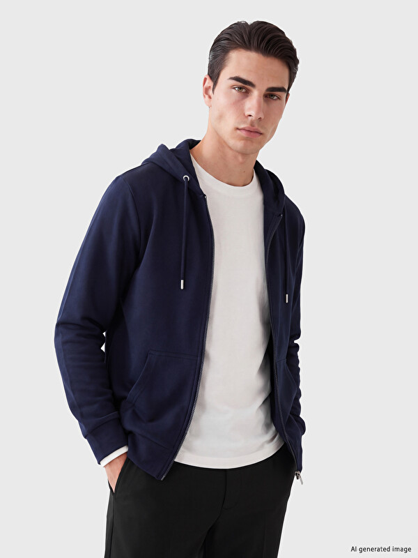 LCWAIKIKI Classic Kapüşonlu Erkek Fermuarlı Sweatshirt