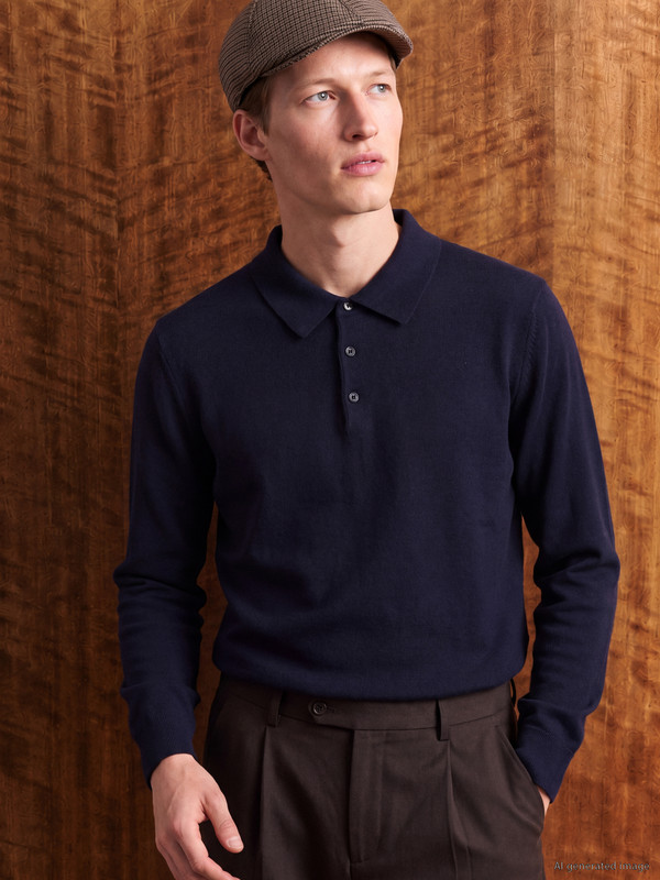 SOUTHBLUE Polo Collar Wool Blend Men's Knitwear Sweater