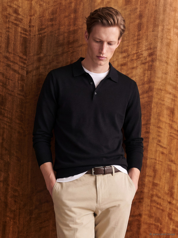 SOUTHBLUE Polo Collar Wool Blend Men's Knitwear Sweater