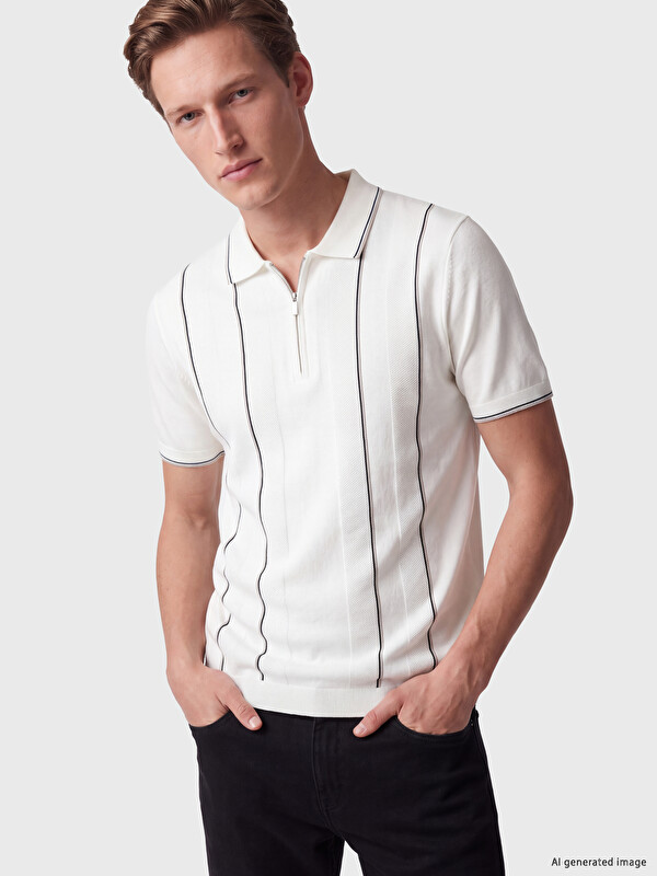 SOUTHBLUE Polo Yaka Çizgili Erkek Triko Tişört