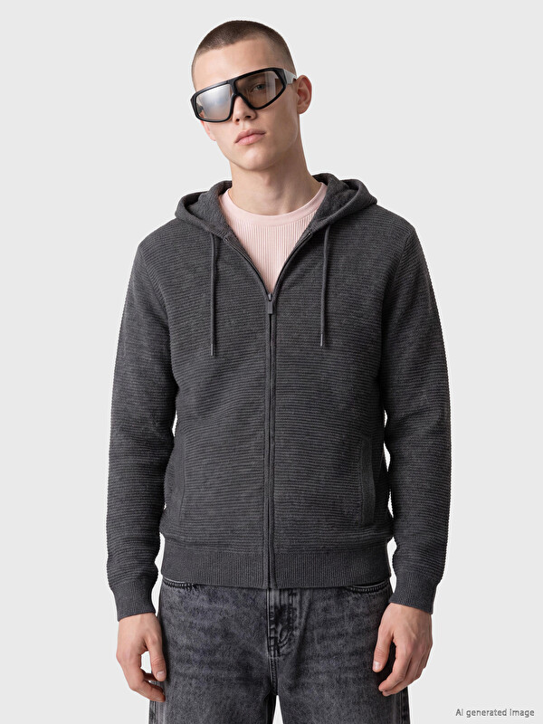XSIDE Regular Fit Kapüşonlu Erkek Triko Hırka