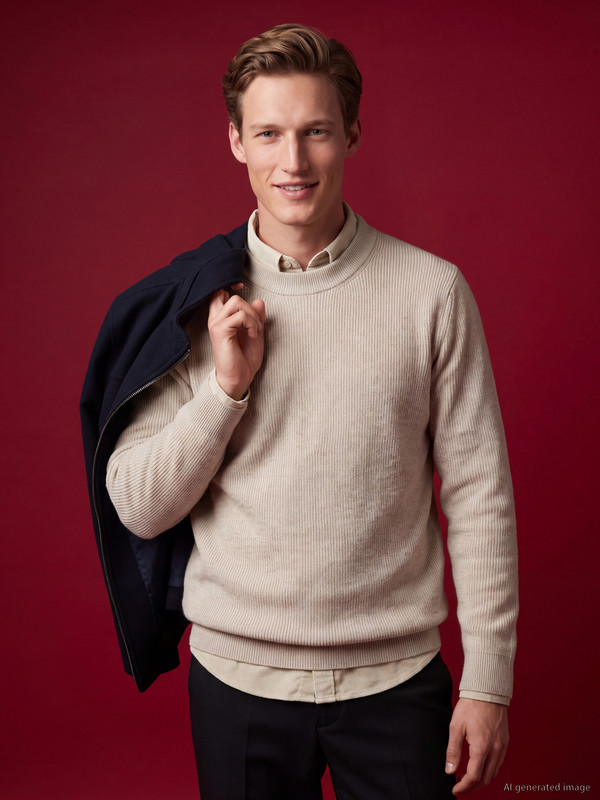SOUTHBLUE Crew Neck Ribbed Men's Knitwear Sweater
