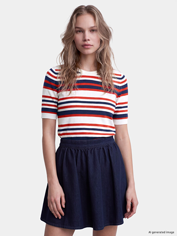 LCW Vision Crew Neck Striped Women's Knitwear Sweater
