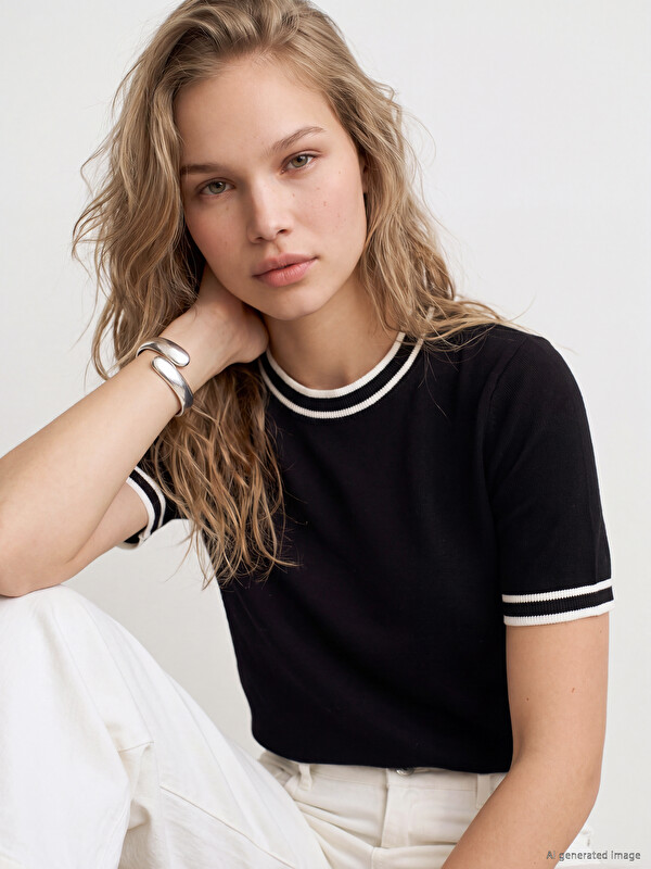 LCW Vision Crew Neck Striped Women's Knitwear Sweater