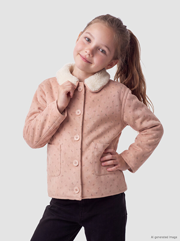 LCW Kids Түбіт жағалы замша қыздар күрткесі