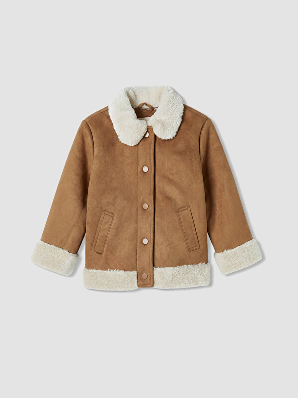 LCW Kids түбіт жағалы қыздарға арналған замшаға ұқсас күртке