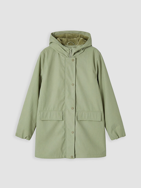 LCW Kids Plush Lined Hooded Girls' Coat