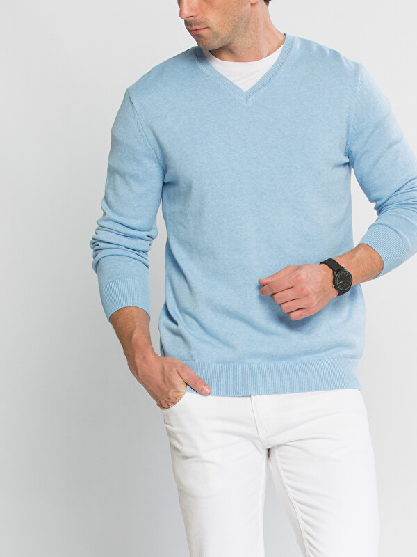 LCWAIKIKI Basic V-Ausschnitt Basic Leichter Strickpullover