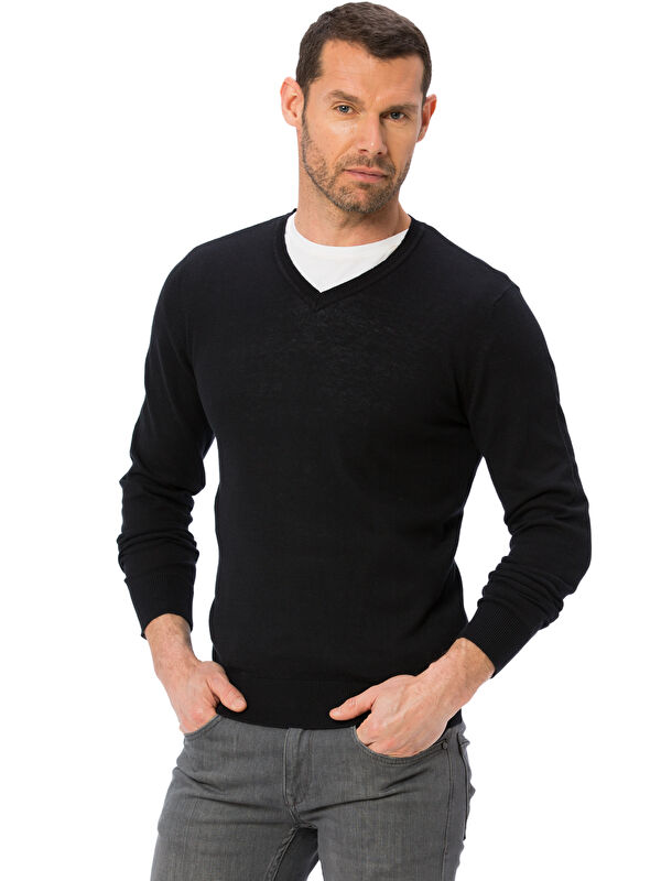 LCWAIKIKI Basic Man BLACK Sweater