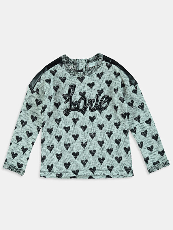 LCW Kids Printed Crew Neck Jersey Girl Sweatshirt
